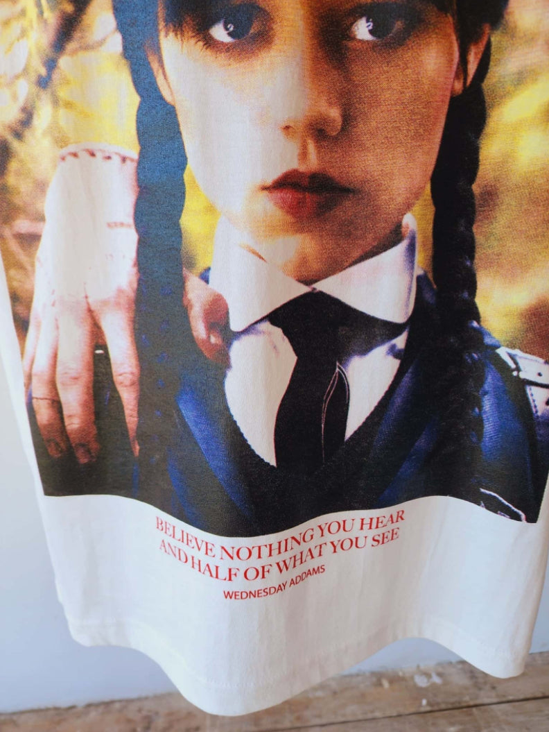 wednesday addams printed t-shist . plus size T-shirt 100% cotton