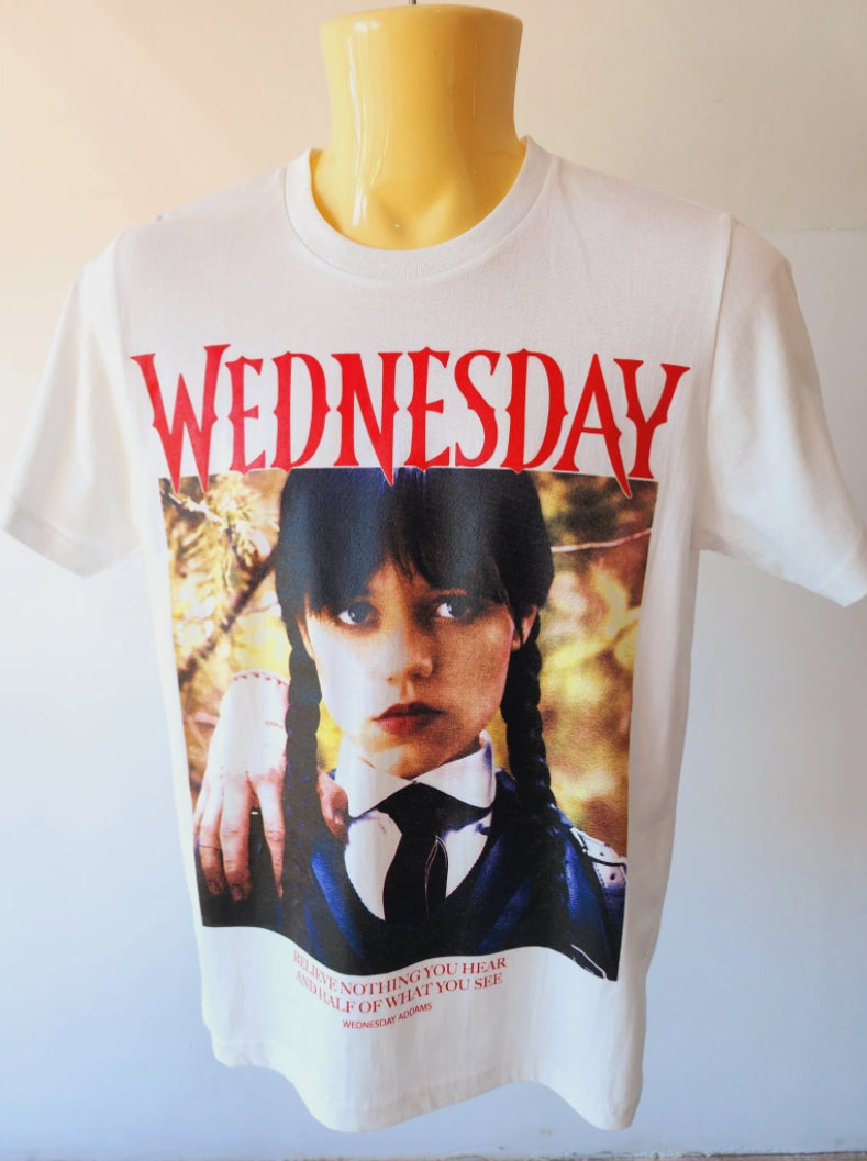 wednesday addams printed t-shist . plus size T-shirt 100% cotton