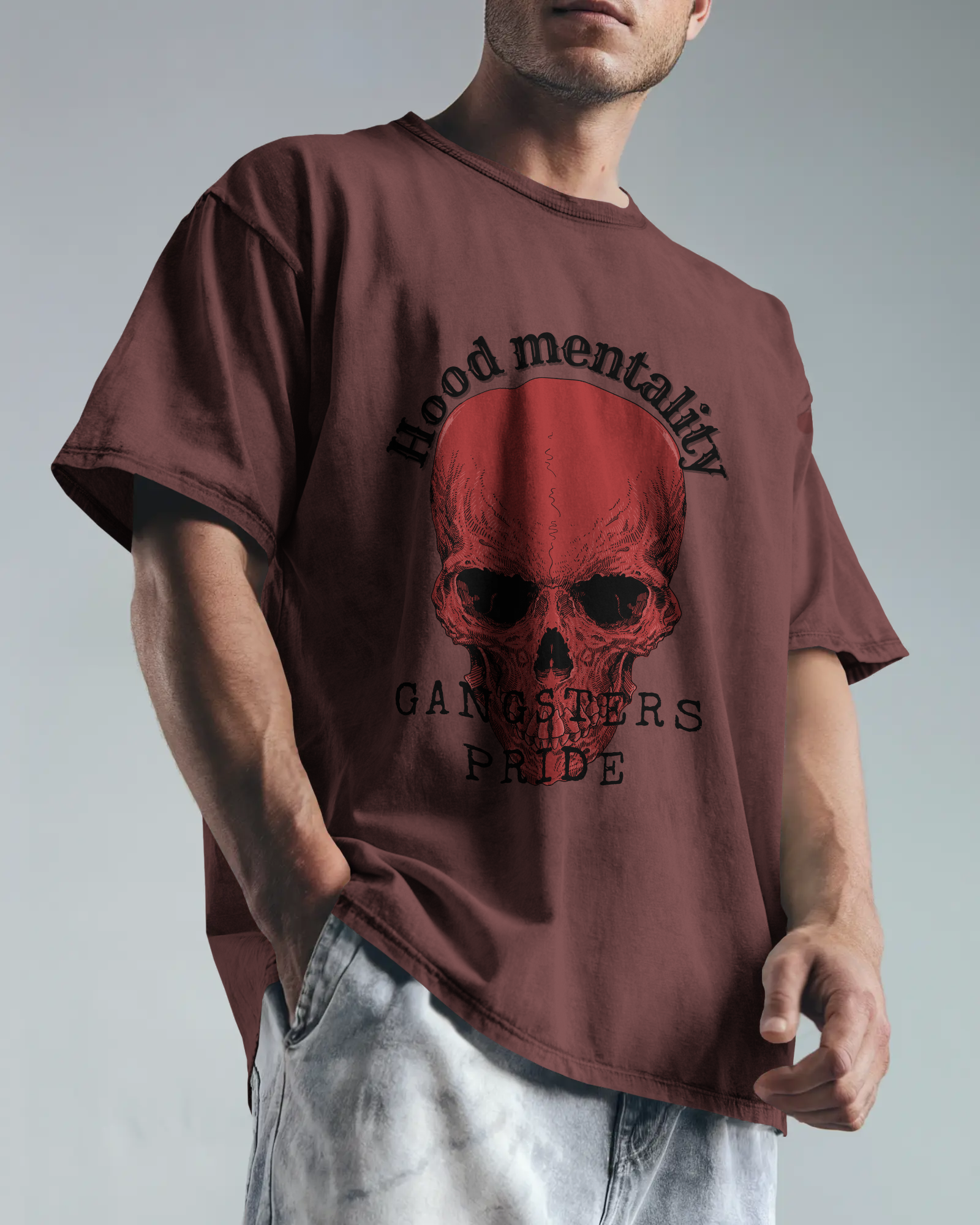 100% premium cotton skull oversize tee