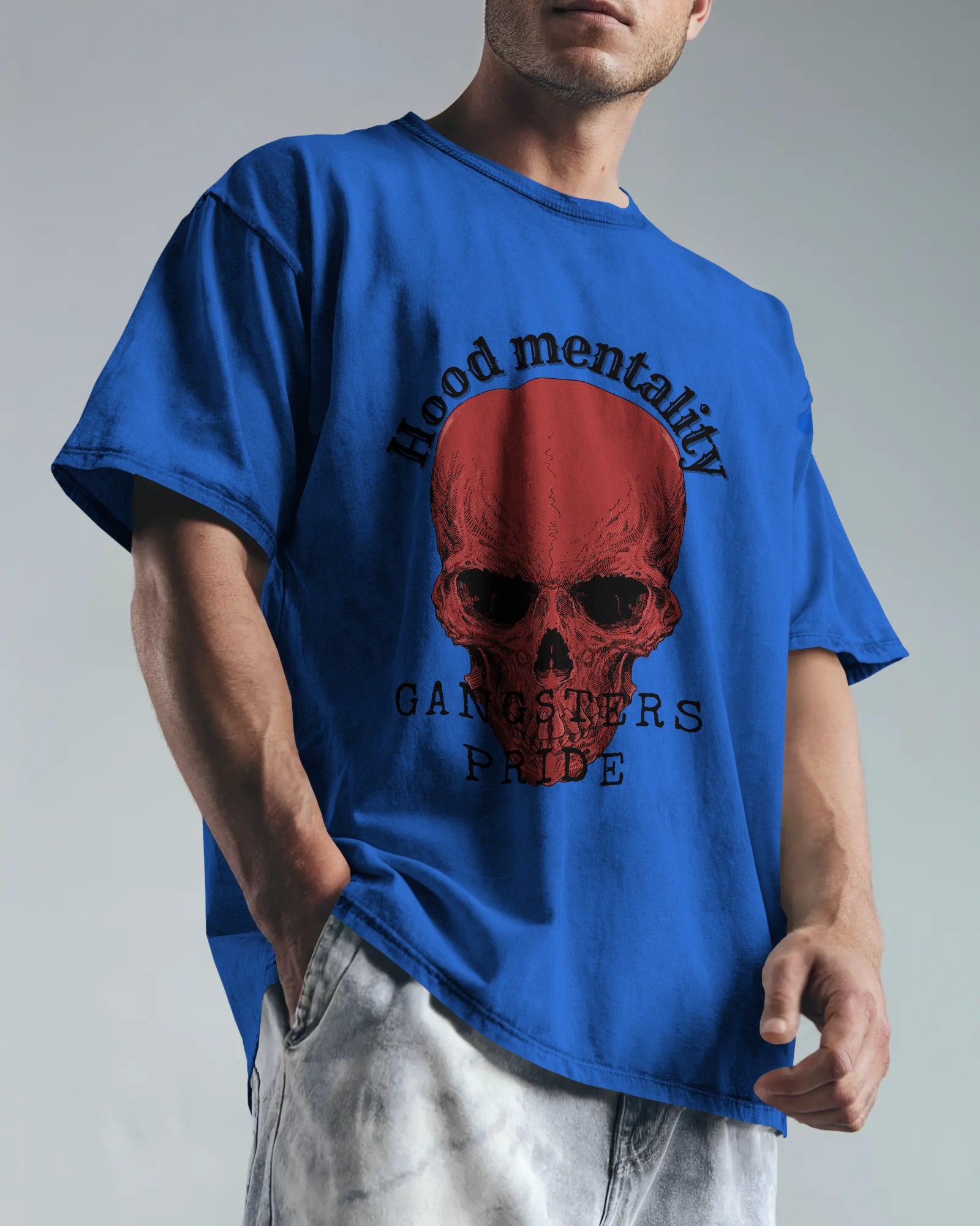 100% premium cotton skull oversize tee