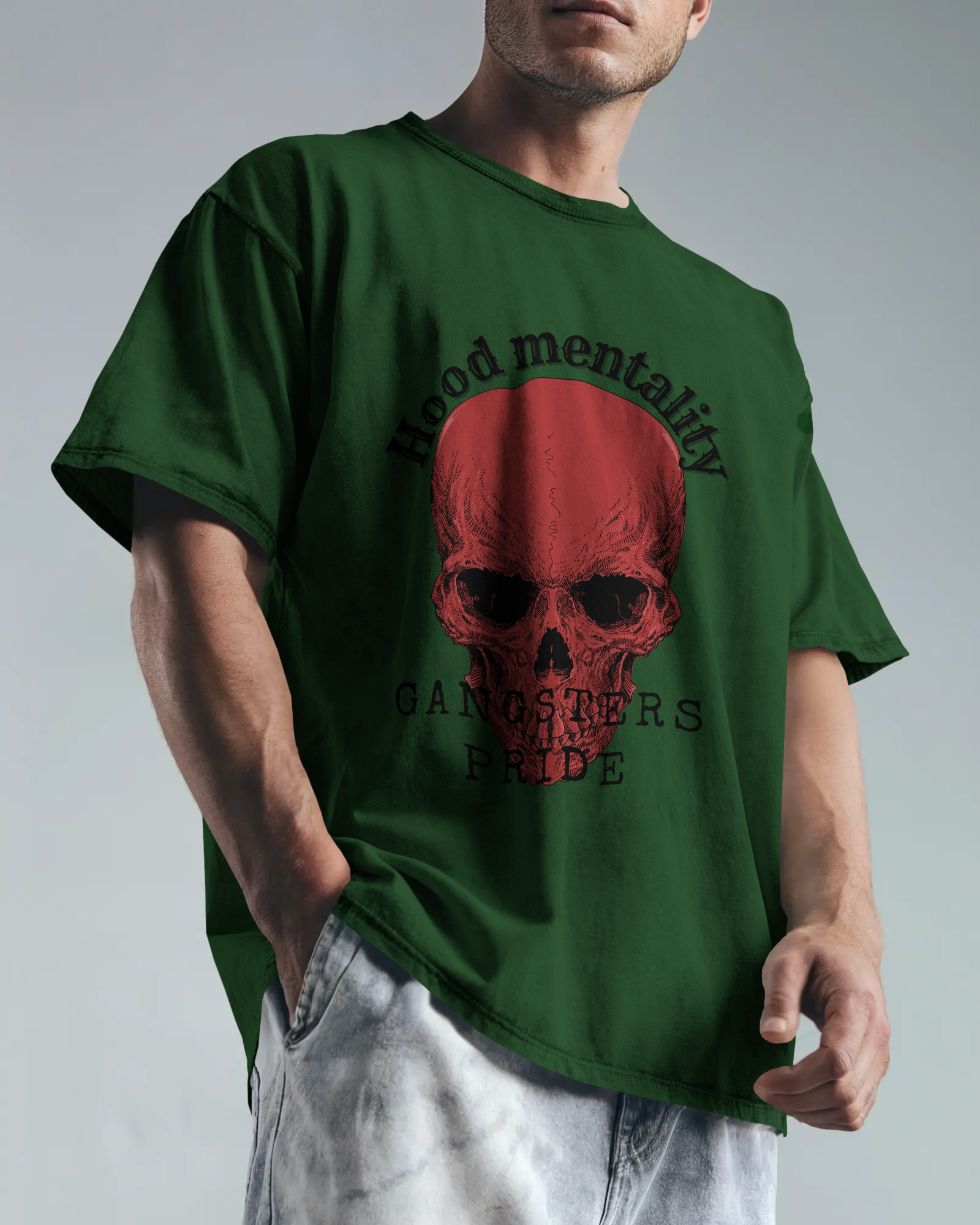 100% premium cotton skull oversize tee
