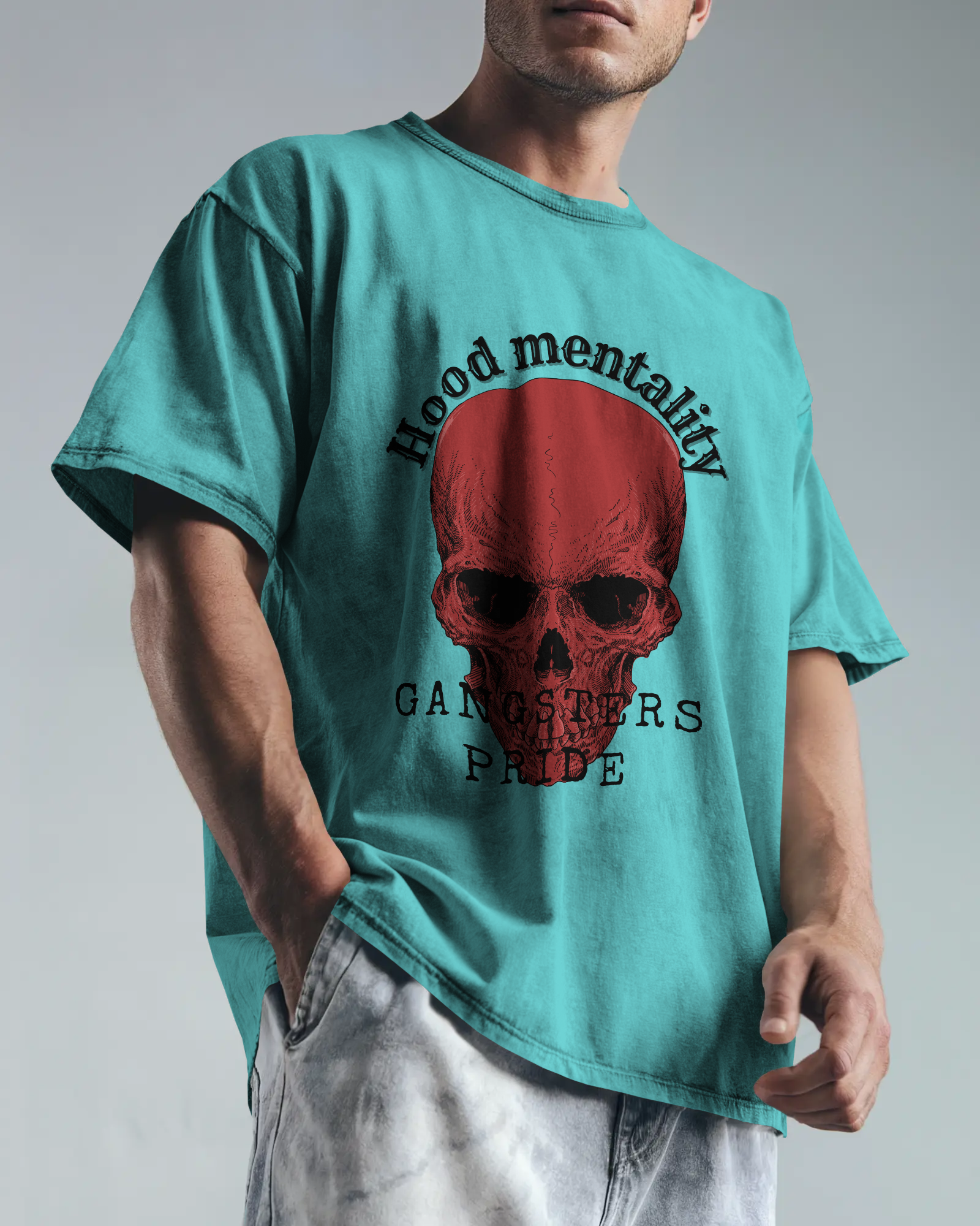 100% premium cotton skull oversize tee